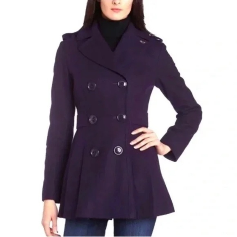 Miss Sixty Dark Purple Double-Breasted Pea Coat